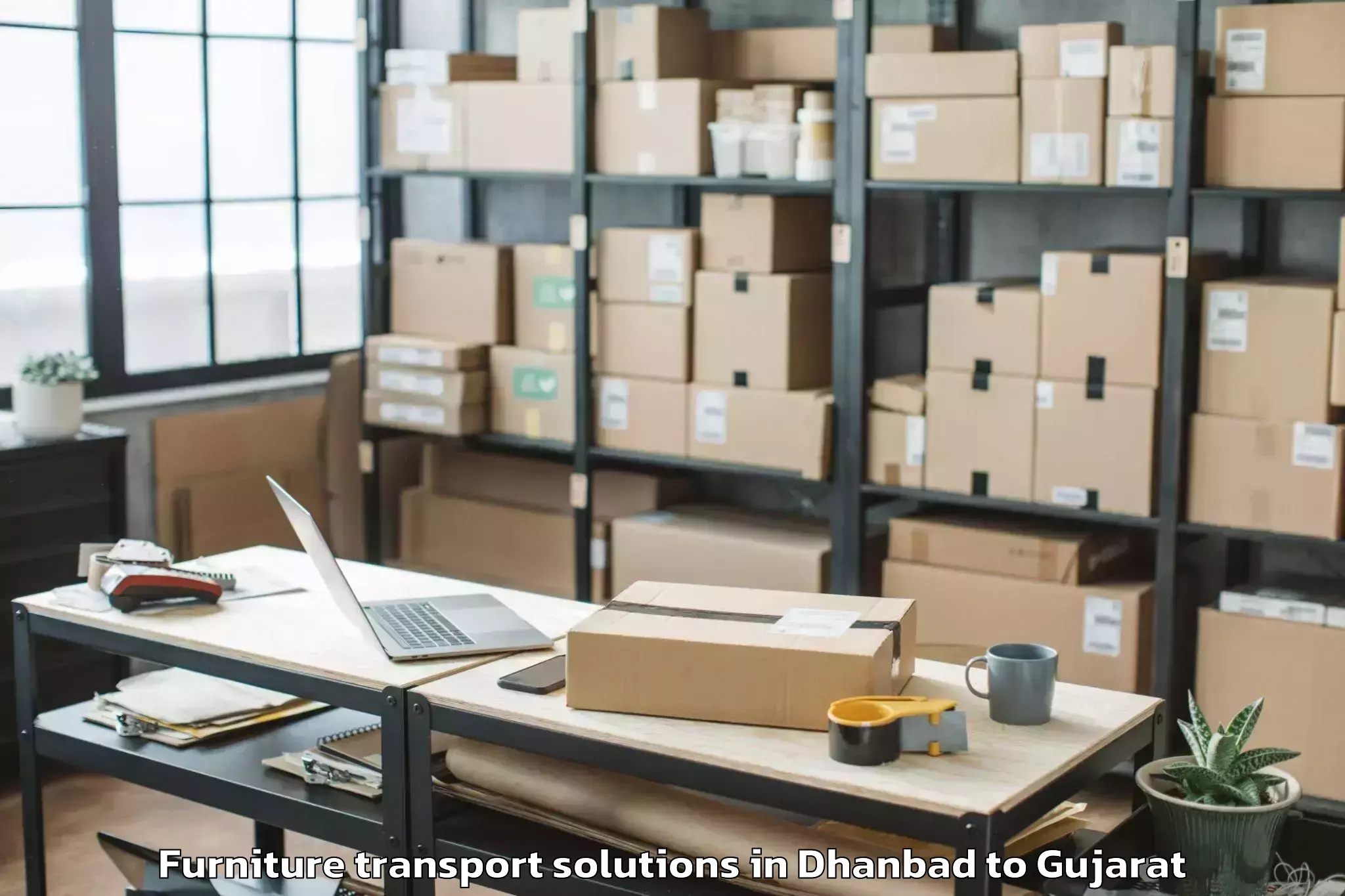 Book Dhanbad to Savarkundla Furniture Transport Solutions Online